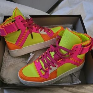 Gucci Neon High-Top Sneakers | Fluorescent Leather | EU 40.5- Box Included